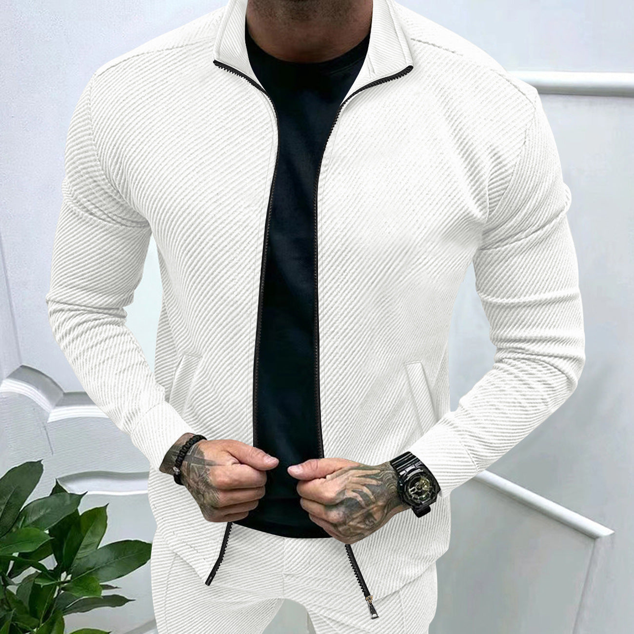 Herren Sportjacke Strukturiert Modern Style - IdealeKleiden