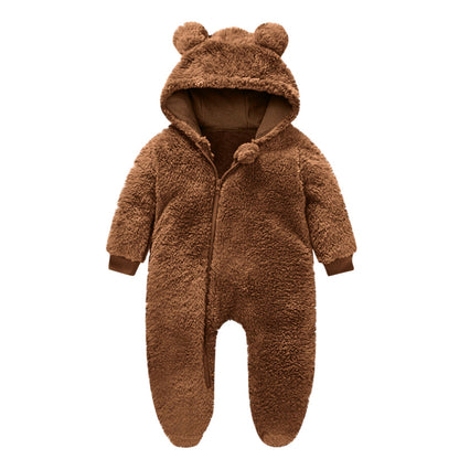Kinder Fleece Overall Bärenohren Kuschelwarm