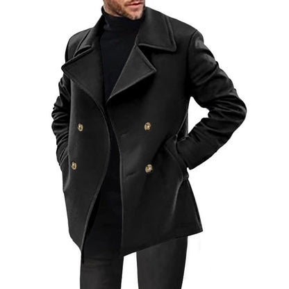 Herren Wollmantel Elegant Doppelter Knopfverschluss