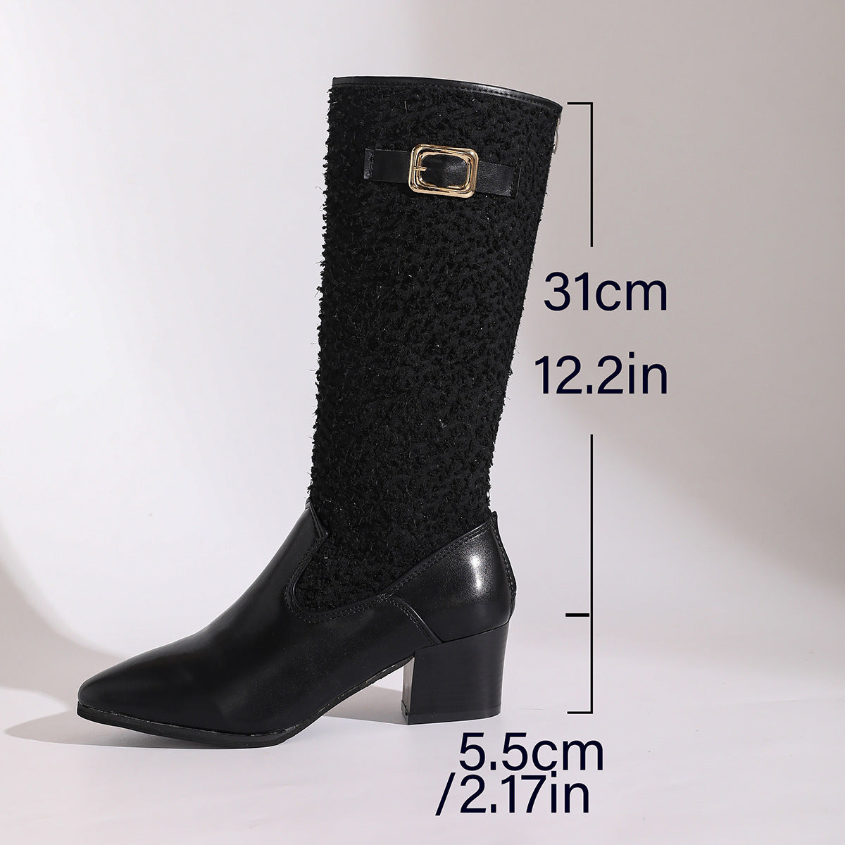 Damenschuhe Overknee Stiefel Elegant Strickmuster