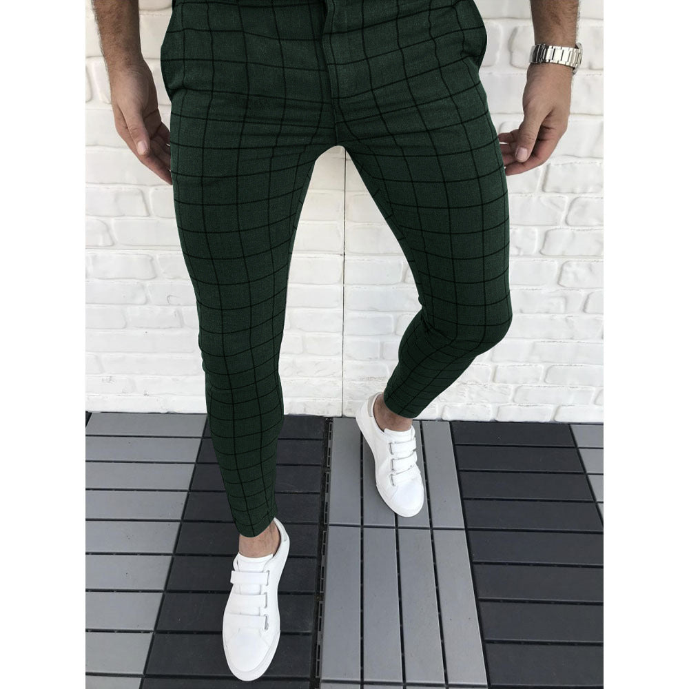Herren Slim Fit Anzughose Karomuster Modern