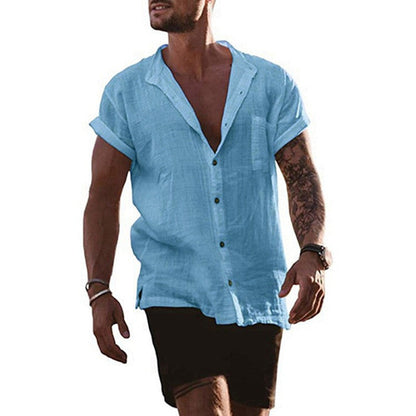 Herren Leinenhemd Sommer Bequem