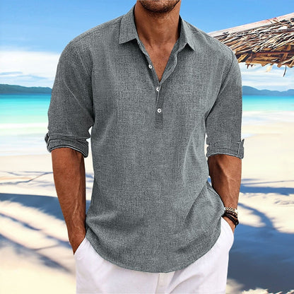 Herren Leinenhemd Bequem Sommer