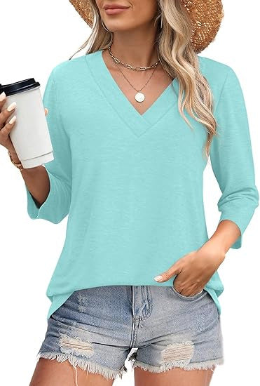 Damen Oberteil V-Ausschnitt Elegante Bluse