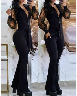 Damen Overall Elegant Taillierte Form Damenschwarz