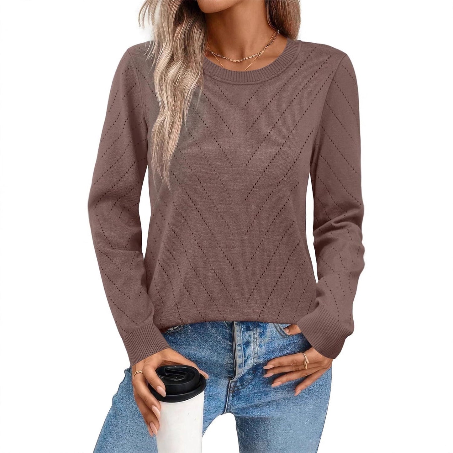 Damen Pullover Streifen Chic Eleganz - IdealeKleiden