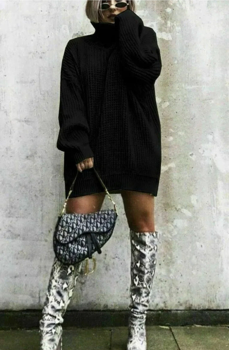 Damen Strickpullover Oversized Waffelmuster Trendy Style