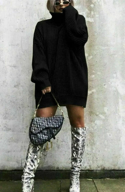 Damen Strickpullover Oversized Waffelmuster Trendy Style
