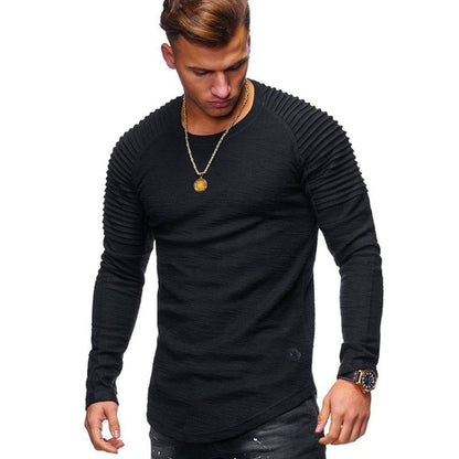 Herren Langarmshirt Strukturiertes Design Elegant