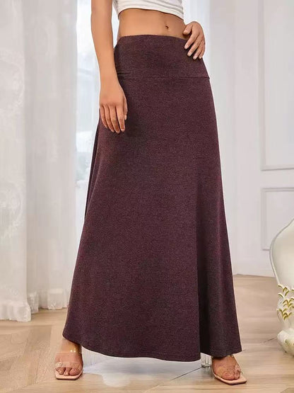 Damen Maxi-Kleid Weich Stretch Hochtaillen Elegance