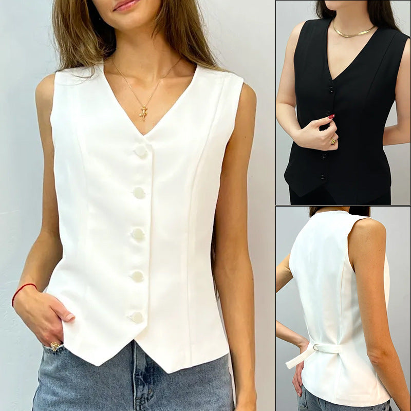 Damenweste Elegantes Design V-Ausschnitt - IdealeKleiden