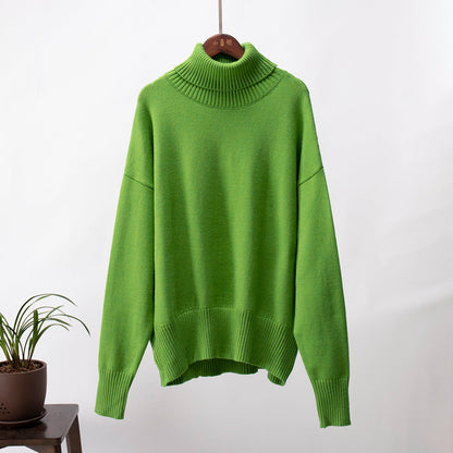 Damen Strickpullover Bequem Warm Rippborte