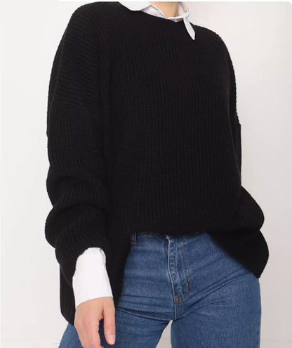 Damen Pullover Grobstrick Lässig Modern
