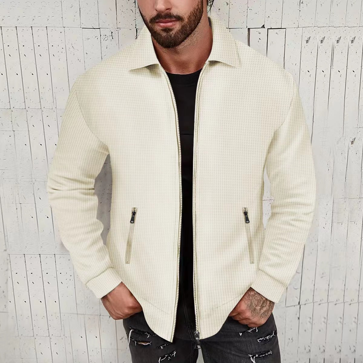 Herren Strickjacke Modern Struktur Optimal Reißverschluss