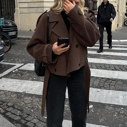 Damen Kurzmantel Elegant Taille geschnitten