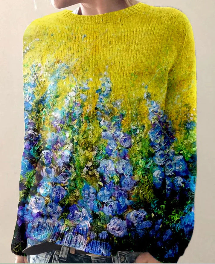 Stylischer Damenpullover Blumenmuster