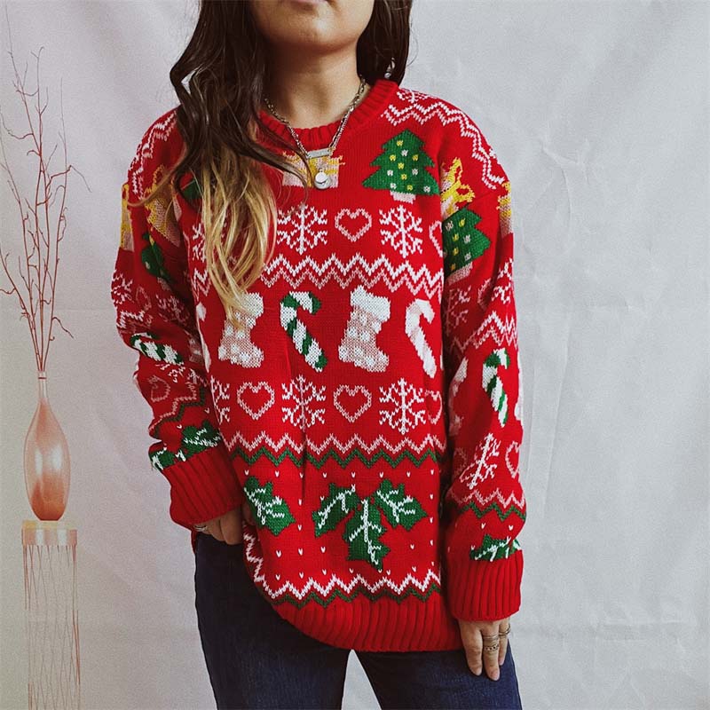 Weihnachtsstrickpullover Mit Schneemuster