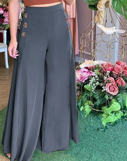 Damen Palazzo-Hosen Weit Bein Elegant Detail