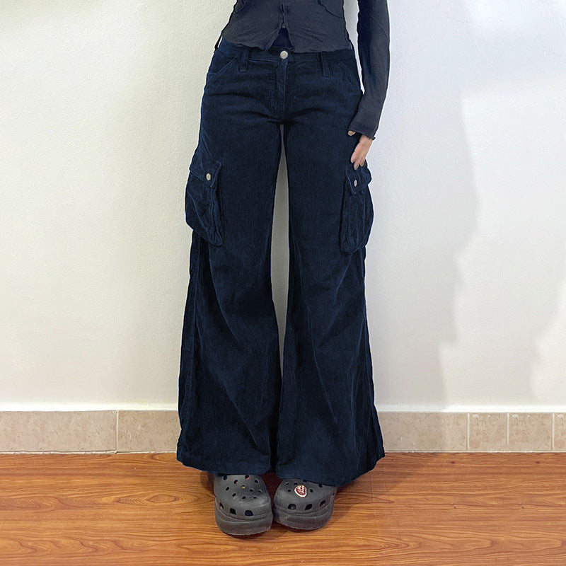Damen Cordhose Bequem Cargo Stil - IdealeKleiden
