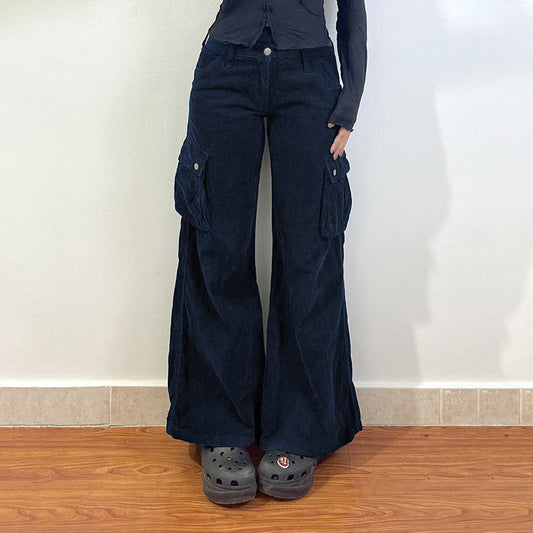 Damen Cordhose Bequem Cargo Stil - IdealeKleiden