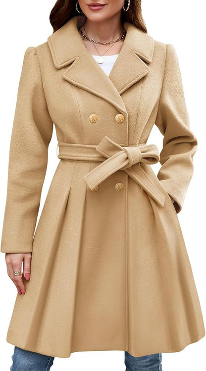 Damen Mantel Klassisch Elegante Wickeljacke