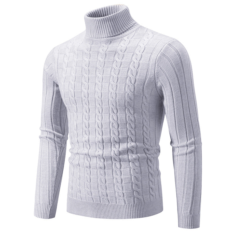 Herren Strickpullover Hochgeschlossen Zopf Muster Klassisch