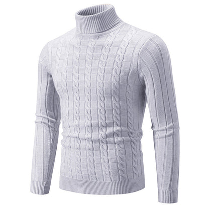 Herren Strickpullover Hochgeschlossen Zopf Muster Klassisch
