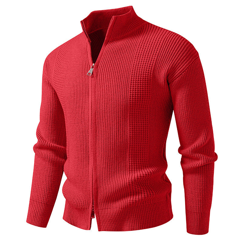Herren Strickjacke Hochkragen Modern Schnellverschluss