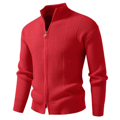 Herren Strickjacke Hochkragen Modern Schnellverschluss