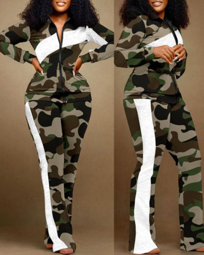 Damen Sportset DenimStyle mit Reißverschluss und Hoher Taille