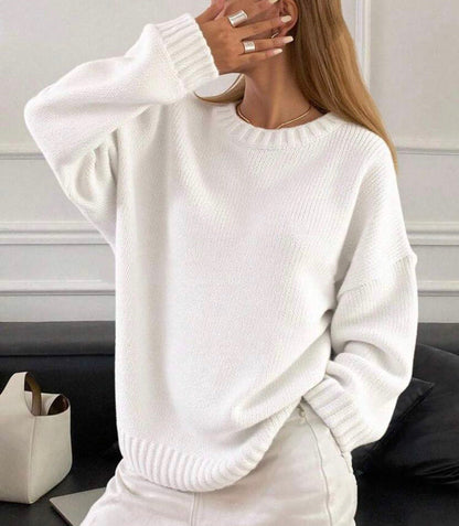 Damen Oversized Strickpullover Rundhals Weich Und Bequem