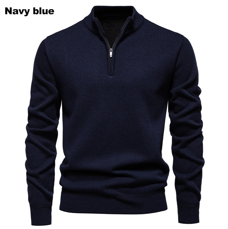 Herren Strickpullover Kurz Reißverschluss Hochkragen Elegant