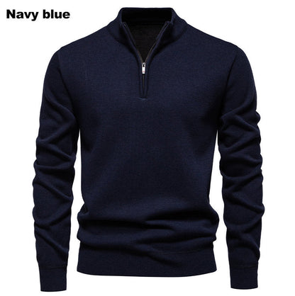 Herren Strickpullover Kurz Reißverschluss Hochkragen Elegant