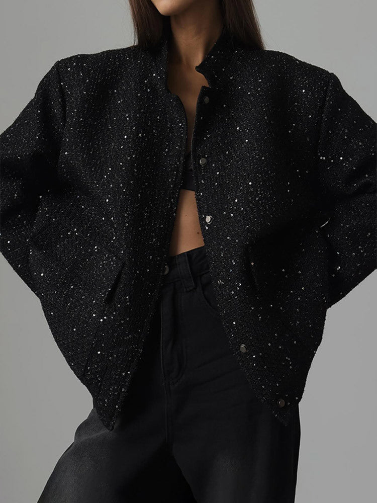 Glamouröse Damenjacke Oversized Glitzer Effekt