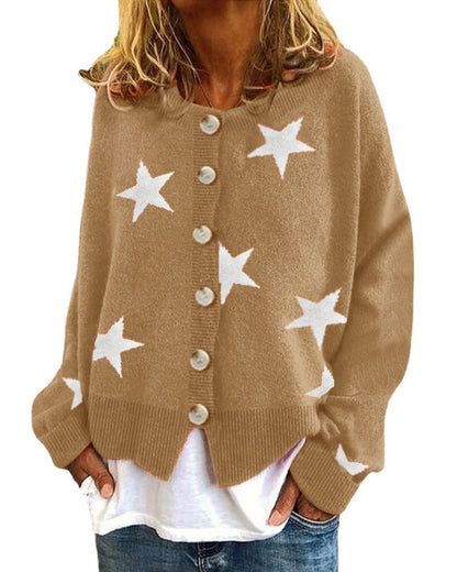 Damen Strickjacke Sternenmuster Chic Kleiden - IdealeKleiden