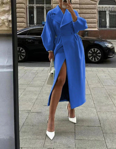 Eleganter Wollmantel Zweireihig Tailliert