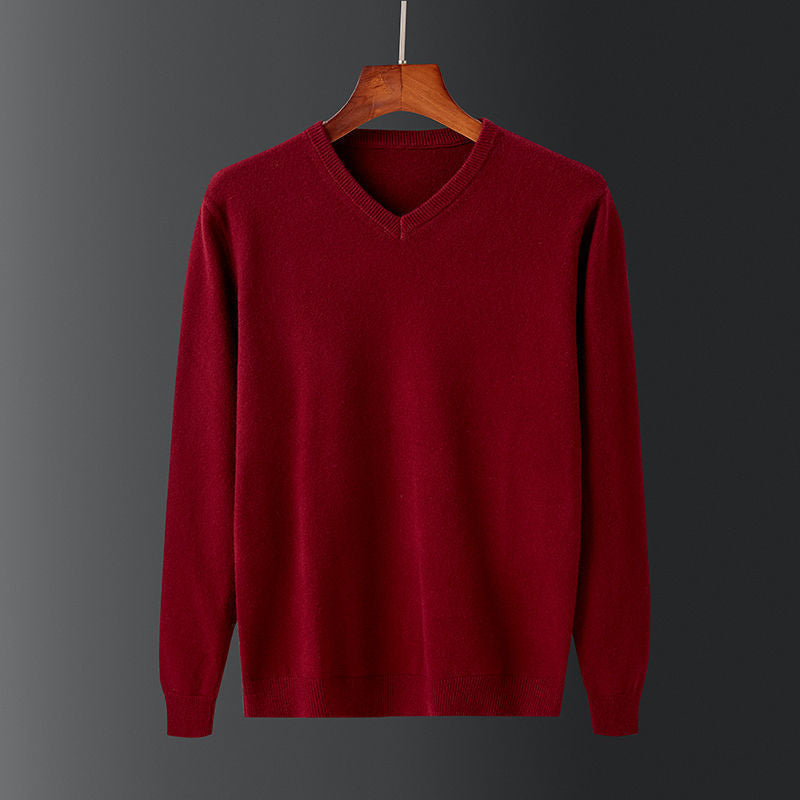 Herren Pullover V-Ausschnitt Feinwolle Eleganz