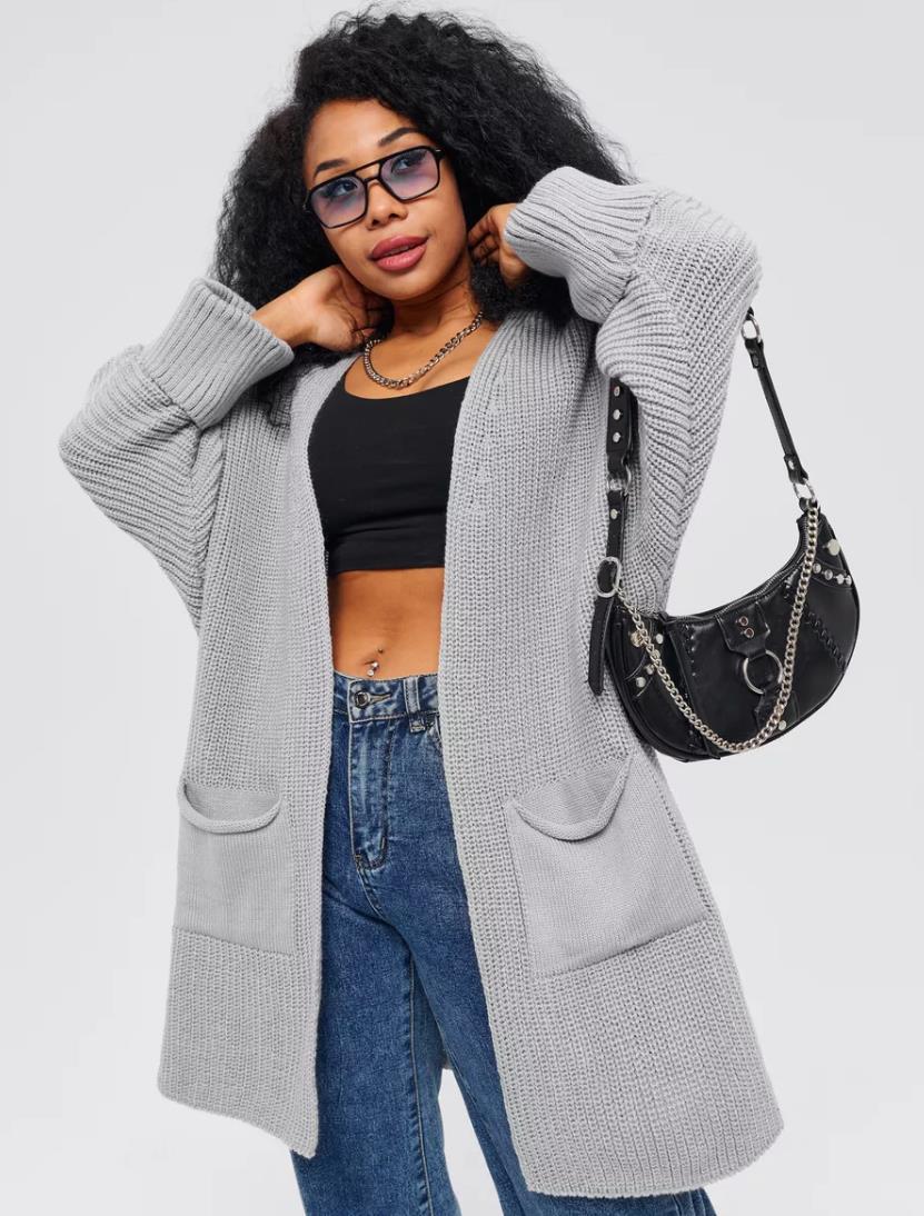 Große Strickjacke Übergröße Wollmischung Offen