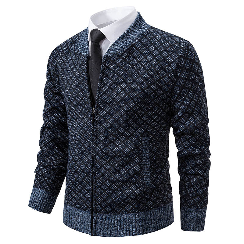 Herren Strickjacke Moderne Zippverschluss Strukturiert Stilvoll