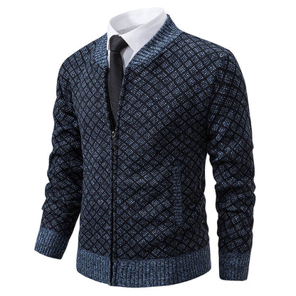 Herren Strickjacke Moderne Zippverschluss Strukturiert Stilvoll