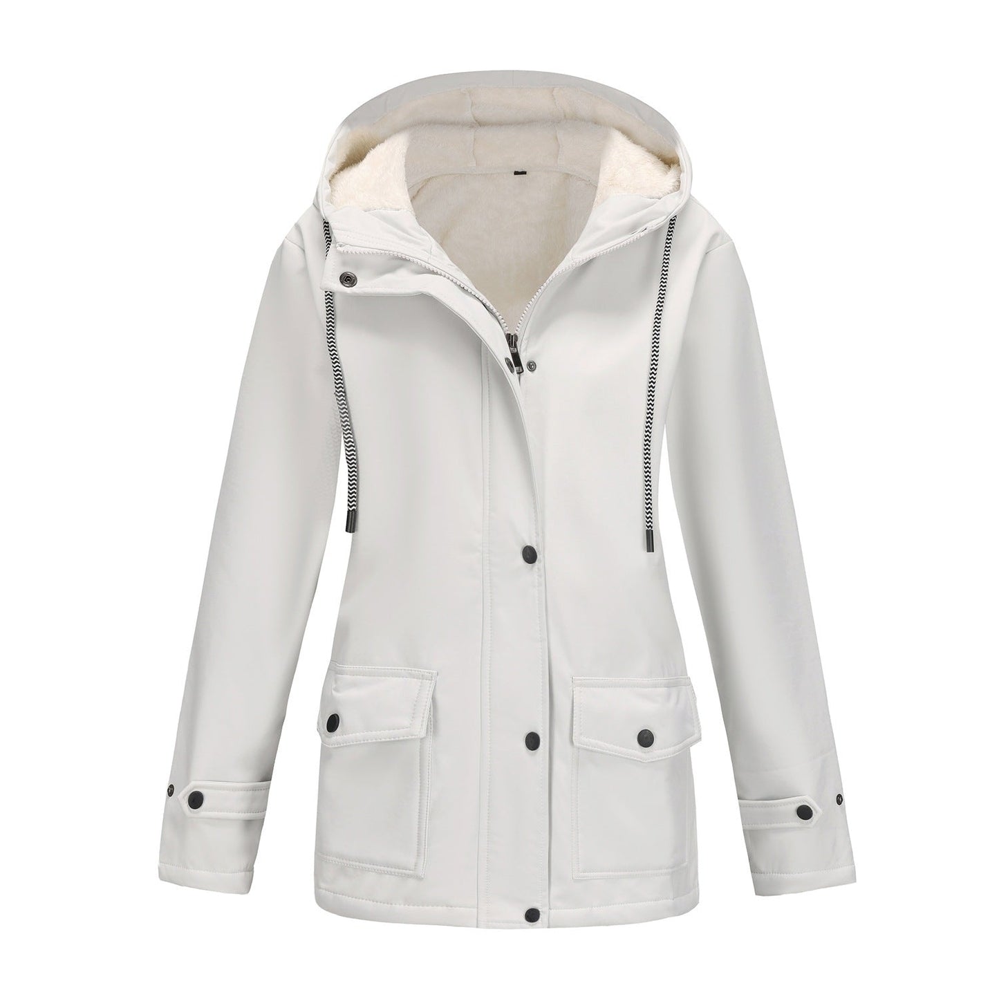 Damen Winterjacke Warm Fleece Kapuze Outdoor