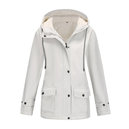 Damen Winterjacke Warm Fleece Kapuze Outdoor