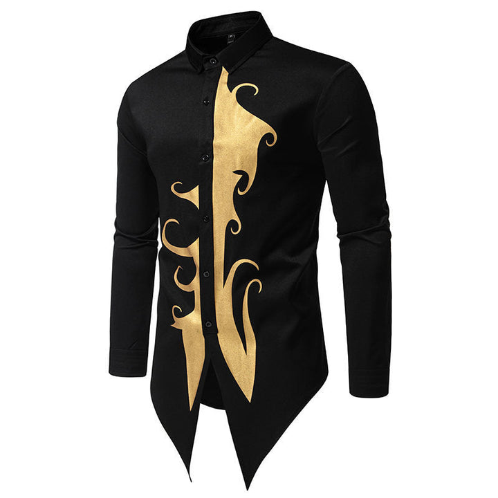 Herren Langarmhemd Elegantes Goldmuster Moderner Schnitt