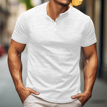 Herren T-Shirt Kurzarm Modern Knopfdesign - IdealeKleiden