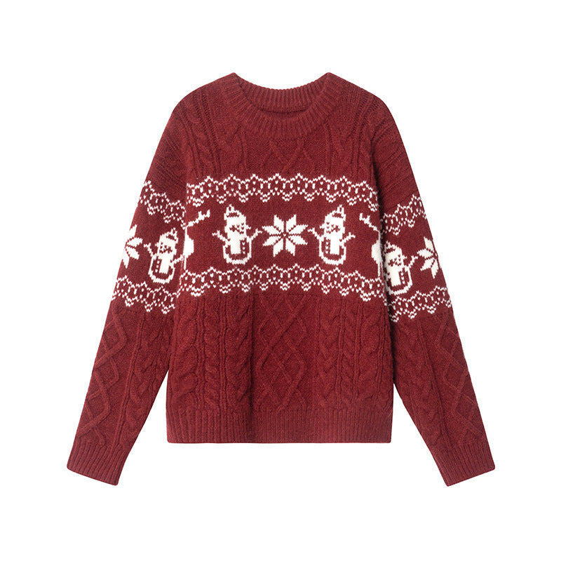 Weihnachtspullover Damen Festlich Schneemann Design