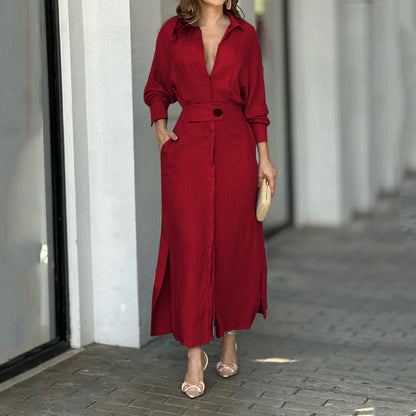 Damen Maxikleid Leinen Elegant Sommerkleid