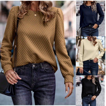 Damen Pullover Strukturiert Puffärmel Modern Stylish - IdealeKleiden