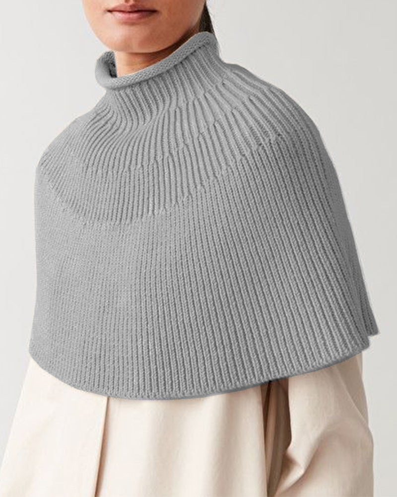 Damen Strickcape Elegantes Design Hochkragen