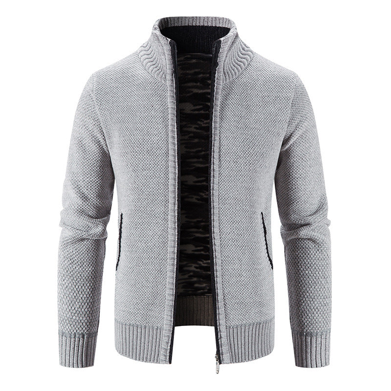 Herren Strickjacke Hochkragen Praktisch Reißverschluss Taschen