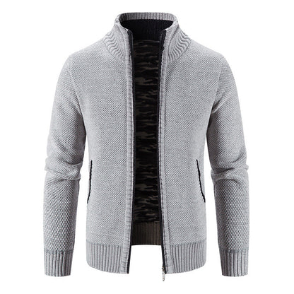 Herren Strickjacke Hochkragen Praktisch Reißverschluss Taschen